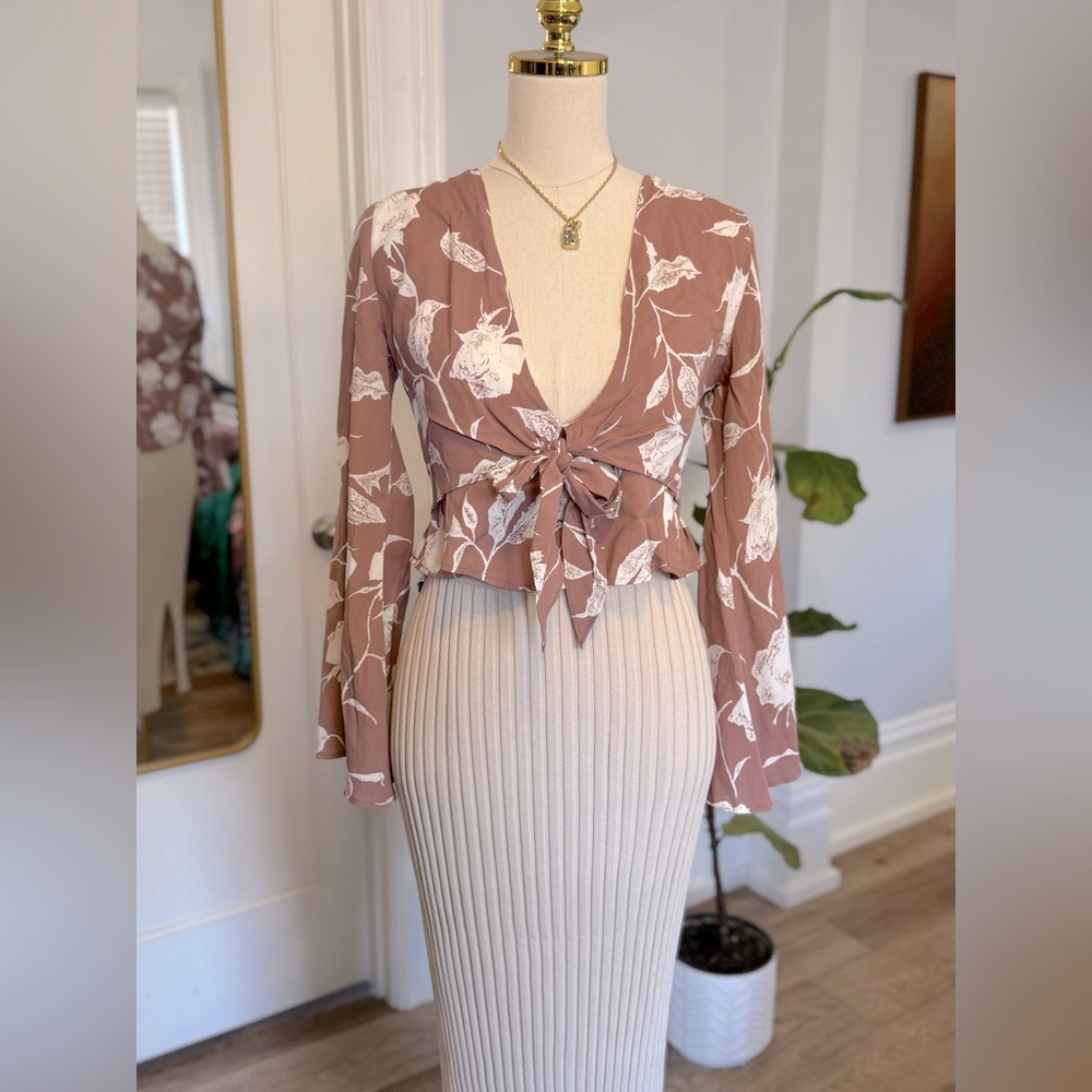 Flynn Skye Brown and White Floral Blouse